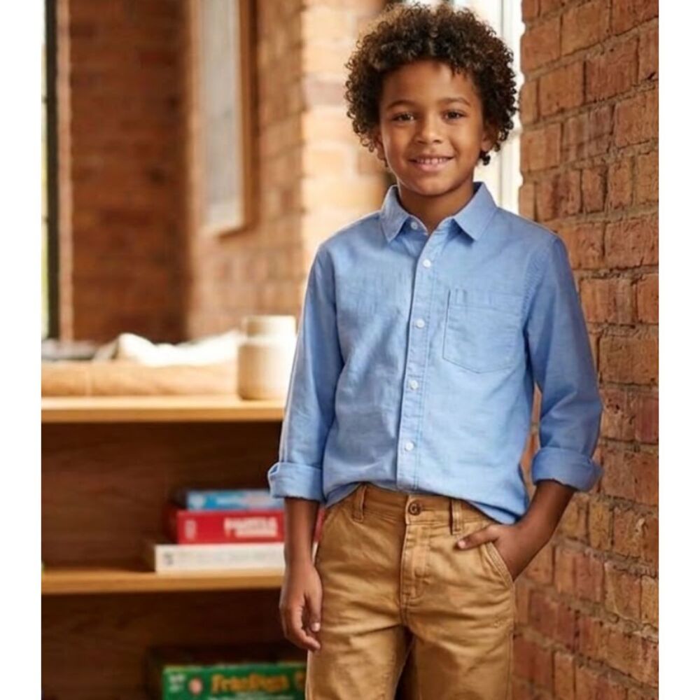 New Old Navy Lightweight Oxford Uniform Button Down Shirt Boys Size 10-12 Plus
